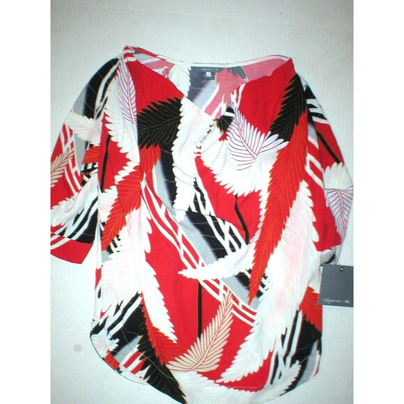 Womens New NWT $138 Tegan Blouse Red Raven Plummage Cowl Neck 0 White Black Gray - Picture 2 of 6